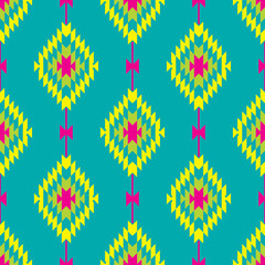 Mexican Folkloric  tracery textile seamless pattern