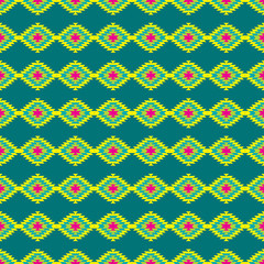 Mexican Folkloric  tracery textile seamless pattern