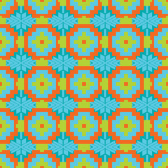 Mexican Folkloric  tracery textile seamless pattern