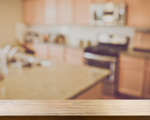 Blurred Modern Kitchen with Retro Instagram Style Filter