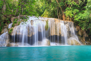Fototapeta na wymiar Erawan waterfall , Kanchanaburi , Thailand