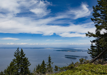 Fototapeta na wymiar View of the Pacific Ocean and San Juan Islands from Eastsound in Orcas Island