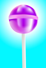violet lollipop on blue background