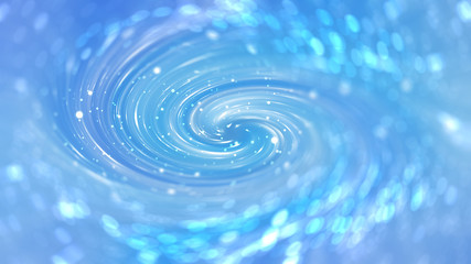 Abstract blue shiny background. Spiral galaxy