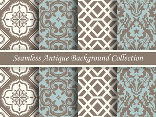 Antique seamless background collection brown and blue_72
