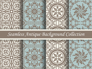 Antique seamless background collection brown and blue_73
