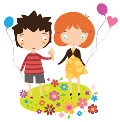 Couple In Love And Ice Cream