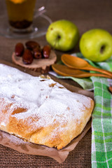 Apple strudel or apple pie  with dates and cinnamon