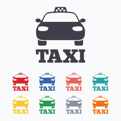 Taxi car sign icon. Public transport symbol.