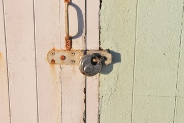 Traditional British beach huts at Uk seaside