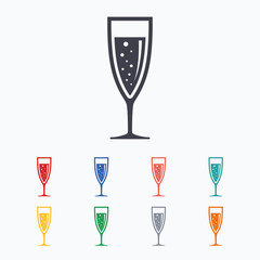 Glass of champagne sign icon. Alcohol drink.