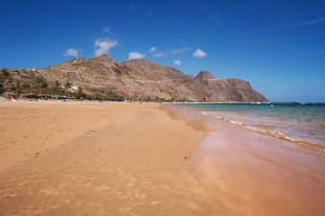 Scenic view of Las teresitas beach, in Tenerife, Canary islands, Spain.