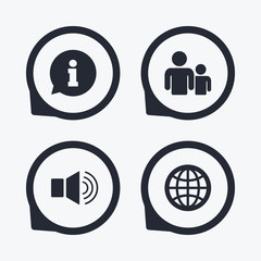 Information sign and group. Communication icons.