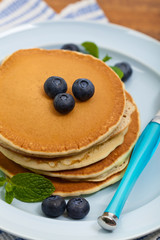 Pancakes with Blueberries. Selective focus.