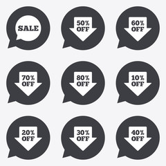 Sale discounts icons. Special offer signs.