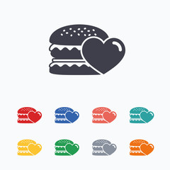 Hamburger icon. Burger food symbol.