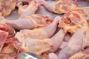 Fresh Raw Chicken Stack at a Market