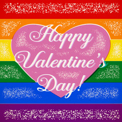 Rainbow gay themed Valentines Day card with shifted colors