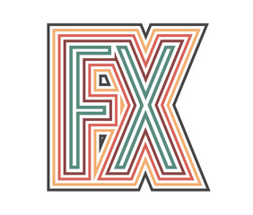 FX Retro Logo with Outline. suitable for new company.
