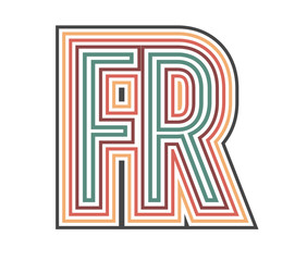 FR Retro Logo with Outline. suitable for new company.