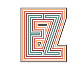 EZ Retro Logo with Outline. suitable for new company.