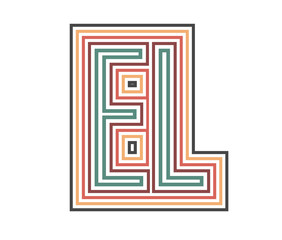 EL Retro Logo with Outline. suitable for new company.