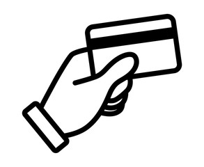 Hand swipe credit card during purchase line art icon for apps and websites 