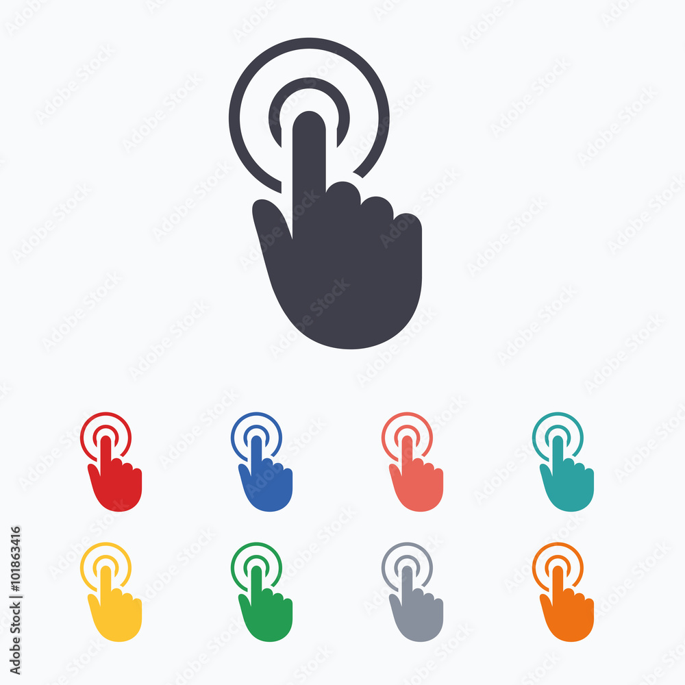 Poster hand cursor sign icon. hand pointer symbol.