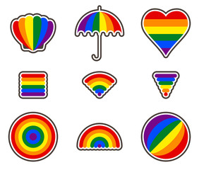 Rainbow gay pride set of stickers
