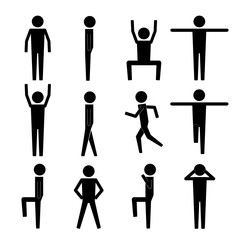 Human Action Poses Postures Stick Figure Pictogram Icons