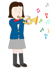 女子高校生のトランペット演奏
