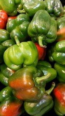 Fototapeta na wymiar Green Peppers at a produce stand 