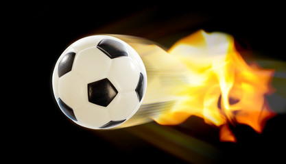 Naklejka premium Football Ball on Fire