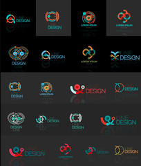 Outline swirl and circle minimal abstract geometric logo set