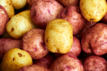 Wet raw potatoes