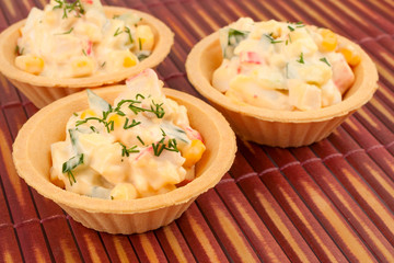 Tartlets with crab salad