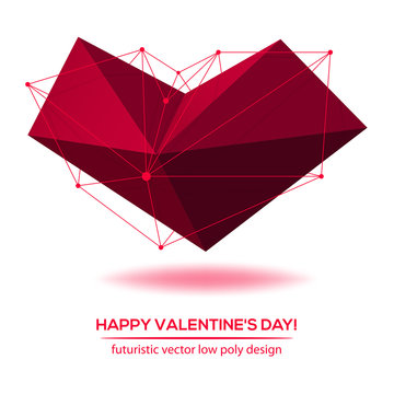 Abstract polygonal futuristic design. Valentines Day.