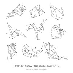 Abstract polygonal futuristic glitch shapes