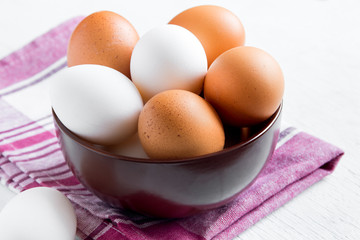 organic brown and white eggs