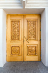 wooden doors with carvings