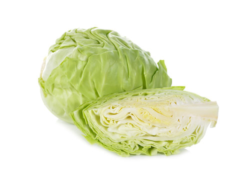 cut fresh cabbage on white background
