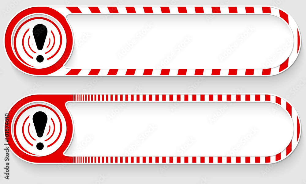 Poster striped buttons for your text and exclamation mark