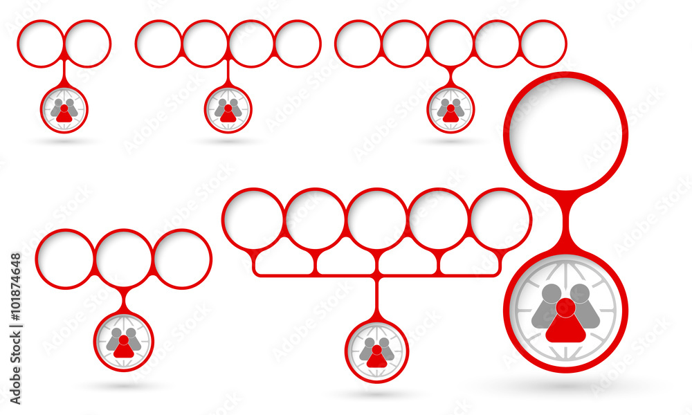 Aufkleber set of five object with circular text areas and people icon