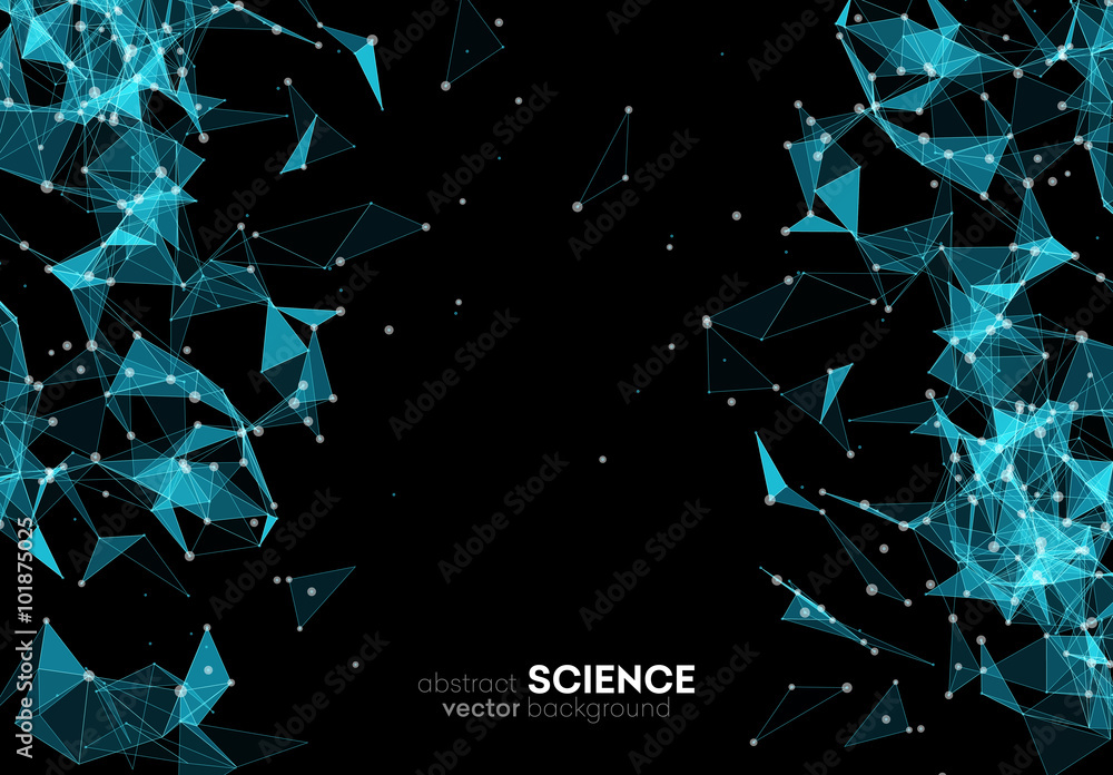 Poster Wireframe mesh polygonal background. 