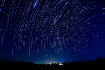 Beautiful star trail image during the night
