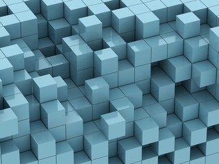 3d illustration of blue cubes