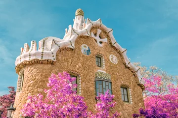  Fairy tale house in Park Guell, Barcelona, Spain. © kerenby