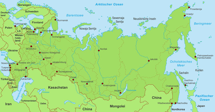 Karte von Russland (detailliert)