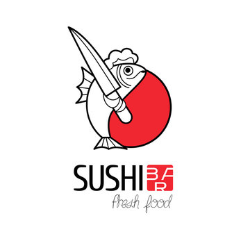 Vector logo, design element for sushi restaurant, Japanese cuisine