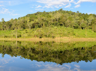 Pang Oung national park, reflection of pine tree in a lake, Mae Hong Son, Thailand